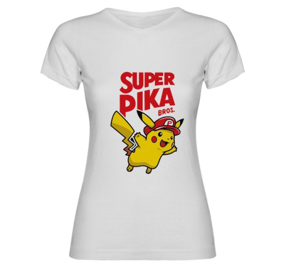 CAMISETA MUJER 'SUPER PIKA MUJER' MANGA CORTA